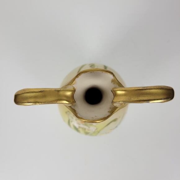 Turn Teplitz Bohemia Vase Ivory Floral Porcelain Amphora Elegant Art Nouveau 9" - Picture 9 of 16